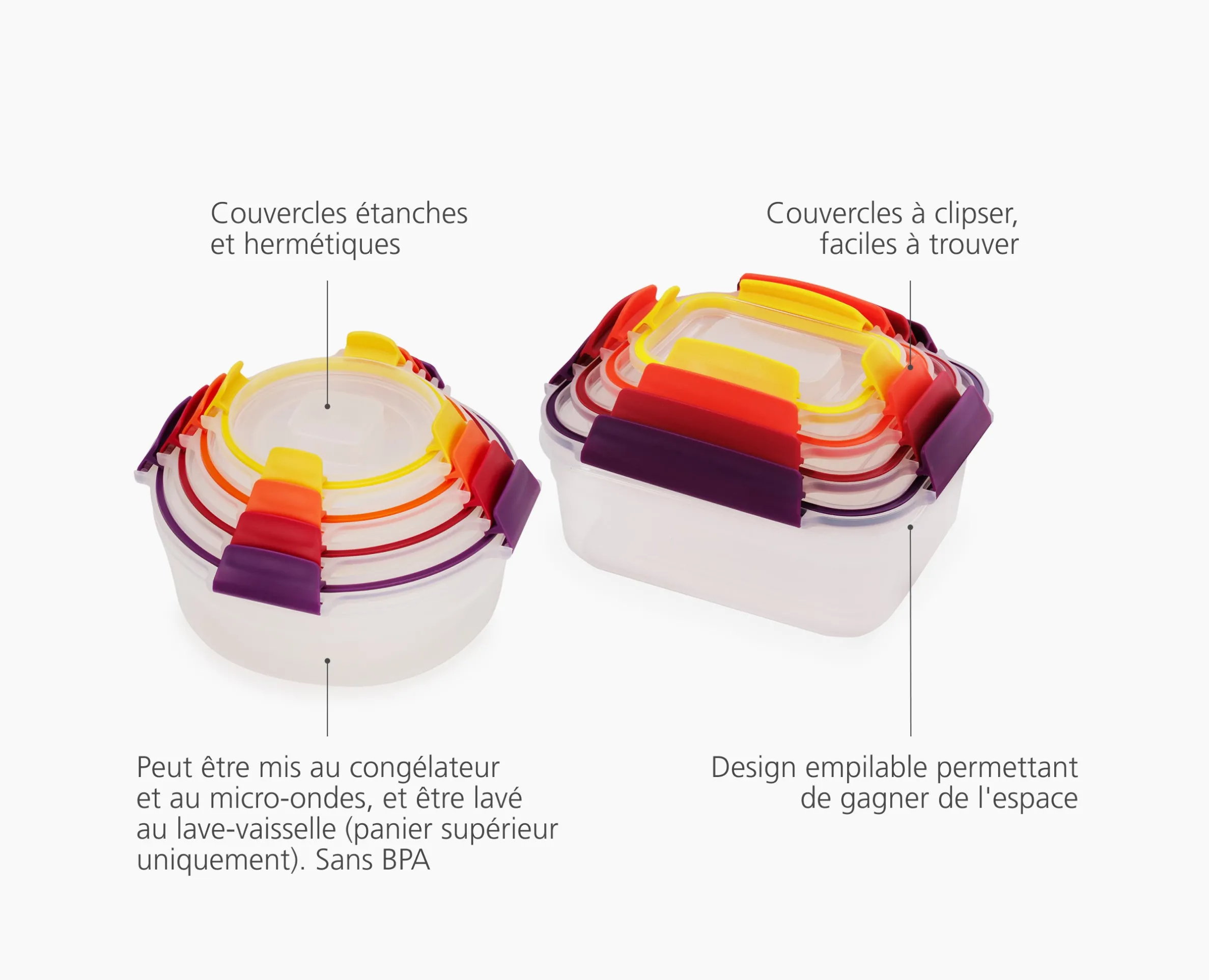 8 Boîtes Alimentaires Empilables Variés Nest™