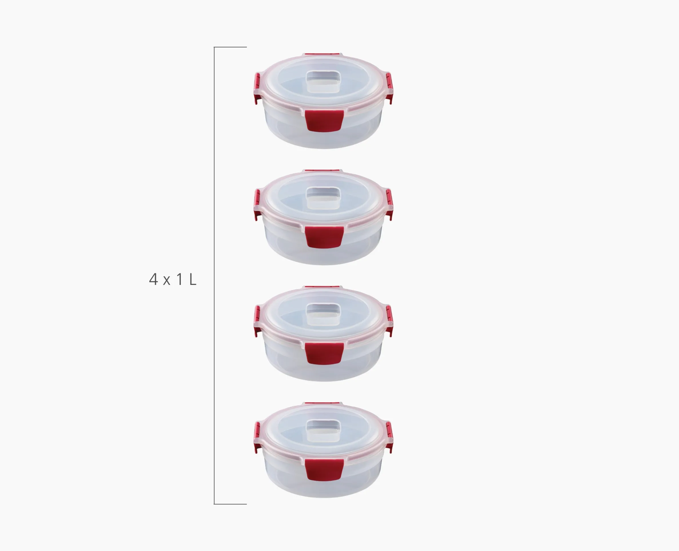 4 Boîtes Alimentaires Rondes & Rouges 1L Nest™ Lock Round