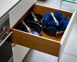 Batterie de cuisine Space antiadhésive en céramique 6 pièces bleue poignée pliante