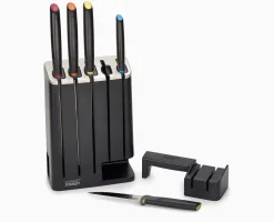 Bloc SlimBlock Noir avec 5 Couteaux de Cuisine Elevate™ et Aiguiseur