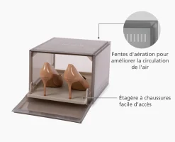 Boîtes Range-Chaussures Empilables Grises de 6 Pièces ShoeCase