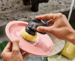 Brosse à Vaisselle à Paume avec Support Inox et 6 Têtes de Rechange SinkTech