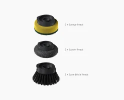 Brosse à Vaisselle à Paume avec Support Inox et 6 Têtes de Rechange SinkTech