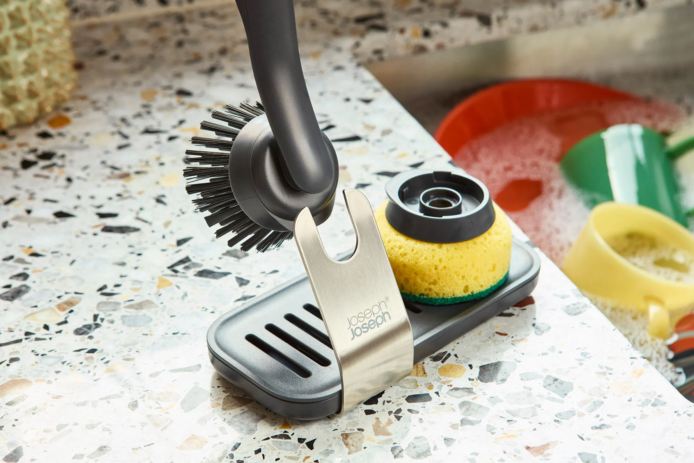 Brosse à Vaisselle avec Tête d'Éponge Interchangeables SinkTech™