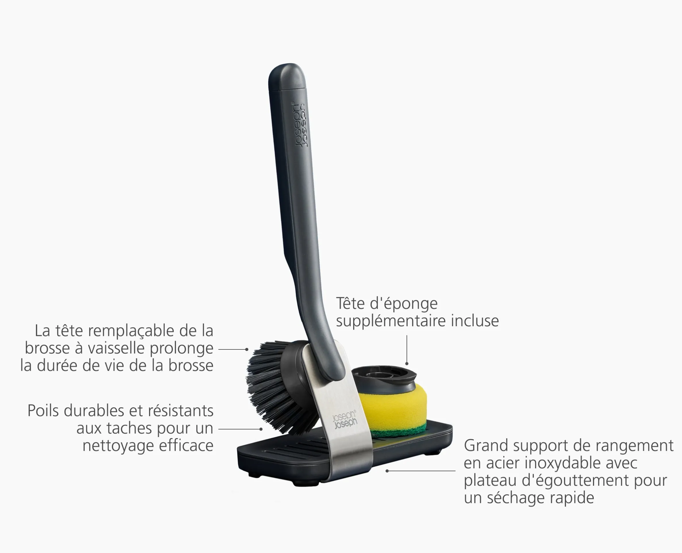 Brosse à Vaisselle avec Tête d'Éponge Interchangeables SinkTech™