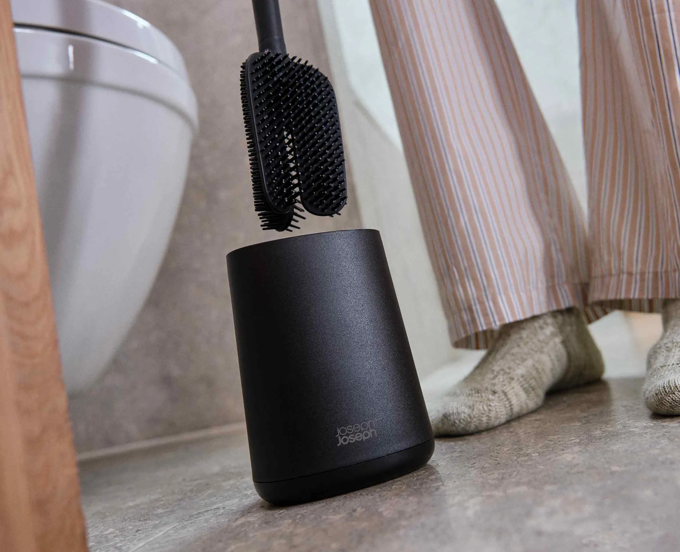 Brosse de Toilette Compacte en Silicone Noire Mat Flex 360™ Lite