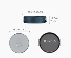 Casserole Space peu profonde antiadhésive en céramique 28 cm bleue avec poignée pliante et couvercle
