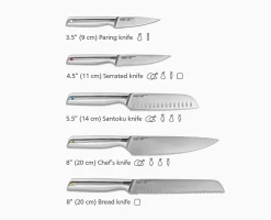 Ensemble de 5 Couteaux de Cuisine Elevate™ avec Bloc en Bambou