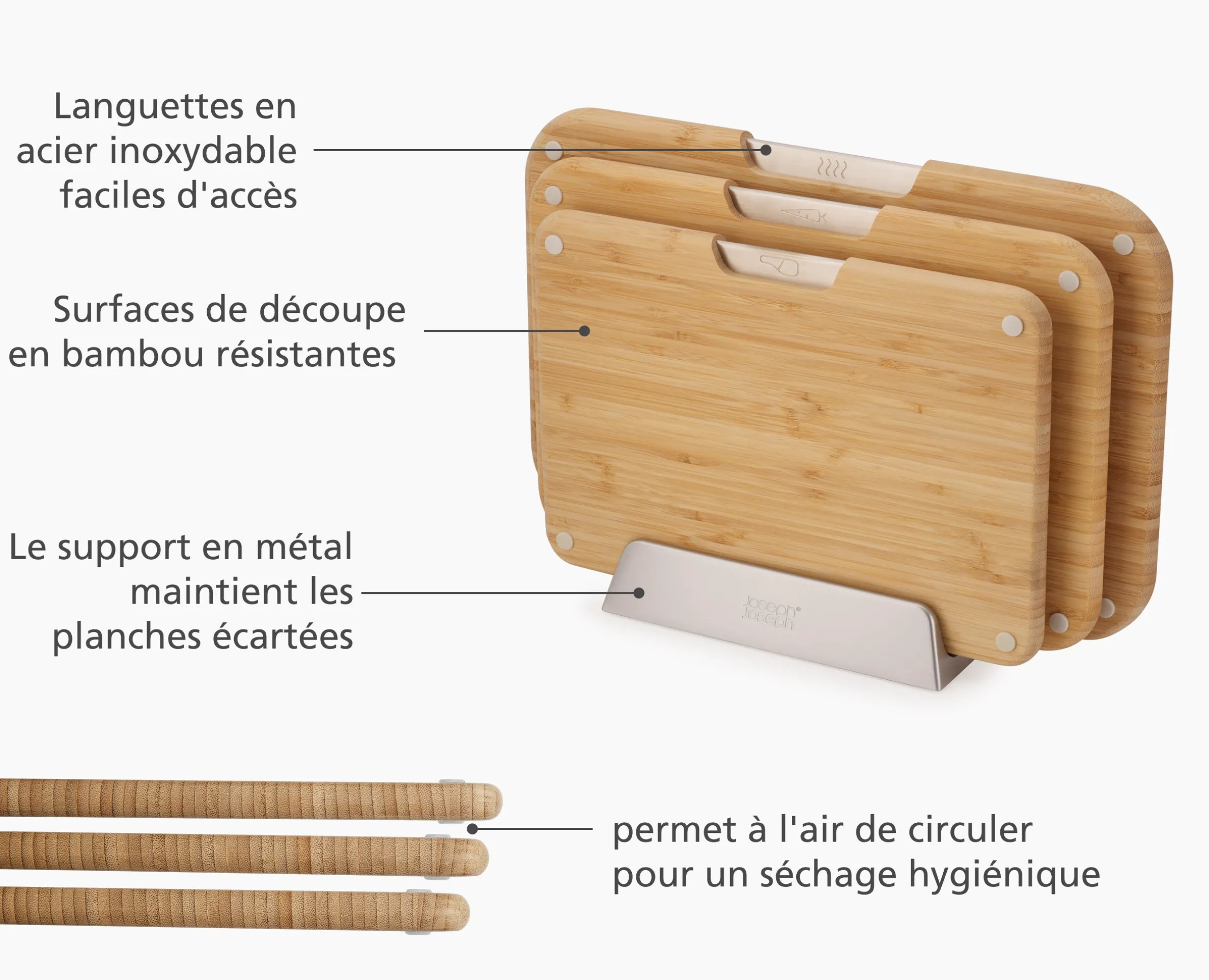 Ensemble de 3 planches à découper en bambou Nest™ Boards