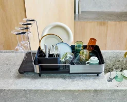 Égouttoir à Vaisselle et à Verres à Vin Noir Extend™ Steel Plus
