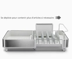 Égouttoir à vaisselle extensible en acier Extend™ couleur pierre