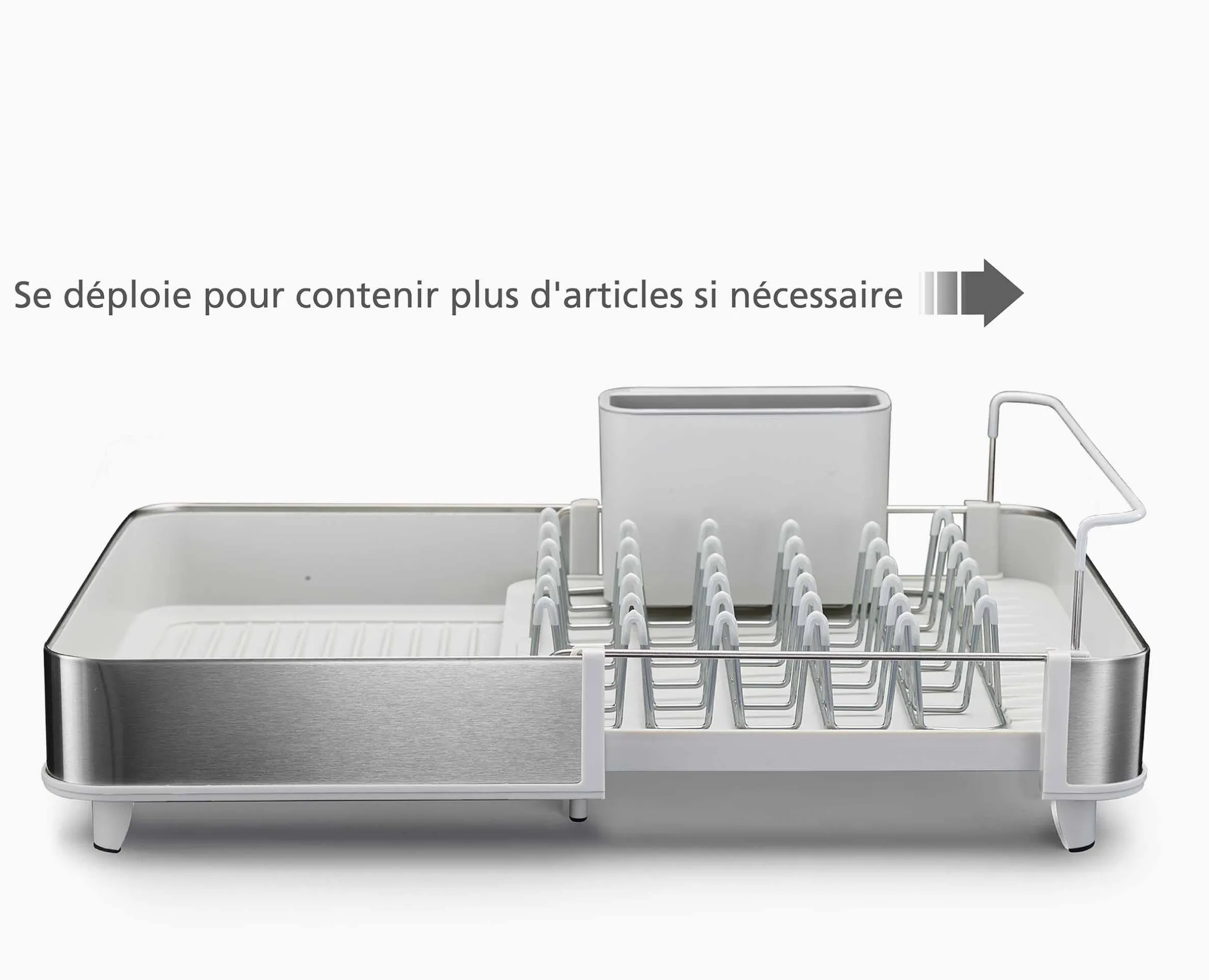 Égouttoir à vaisselle extensible en acier Extend™ couleur pierre