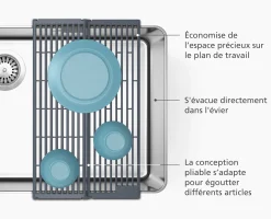 Égouttoir d'évier gris pliable à Platform