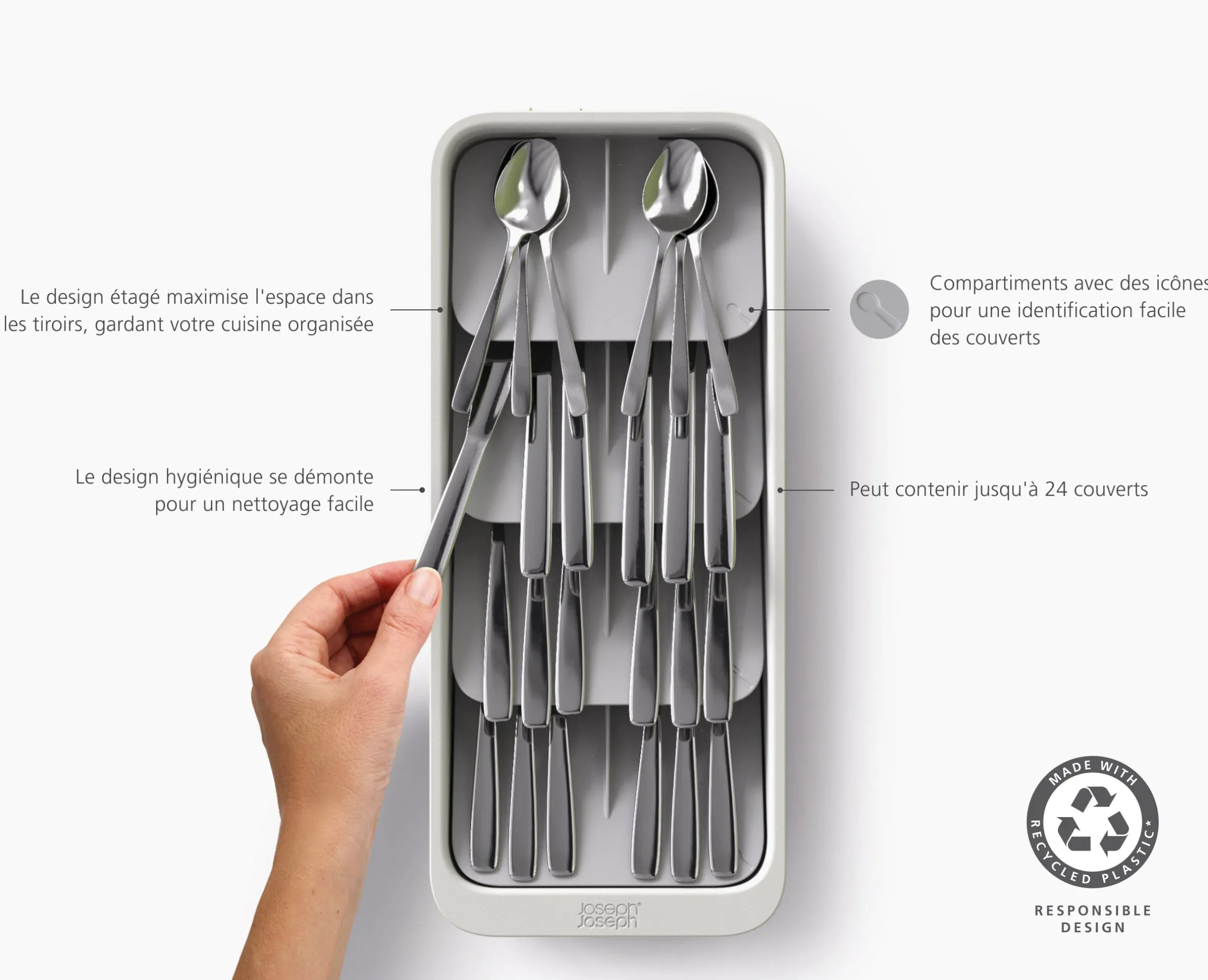 Grand Range-Couverts Étagé et Recyclé Drawerstore™