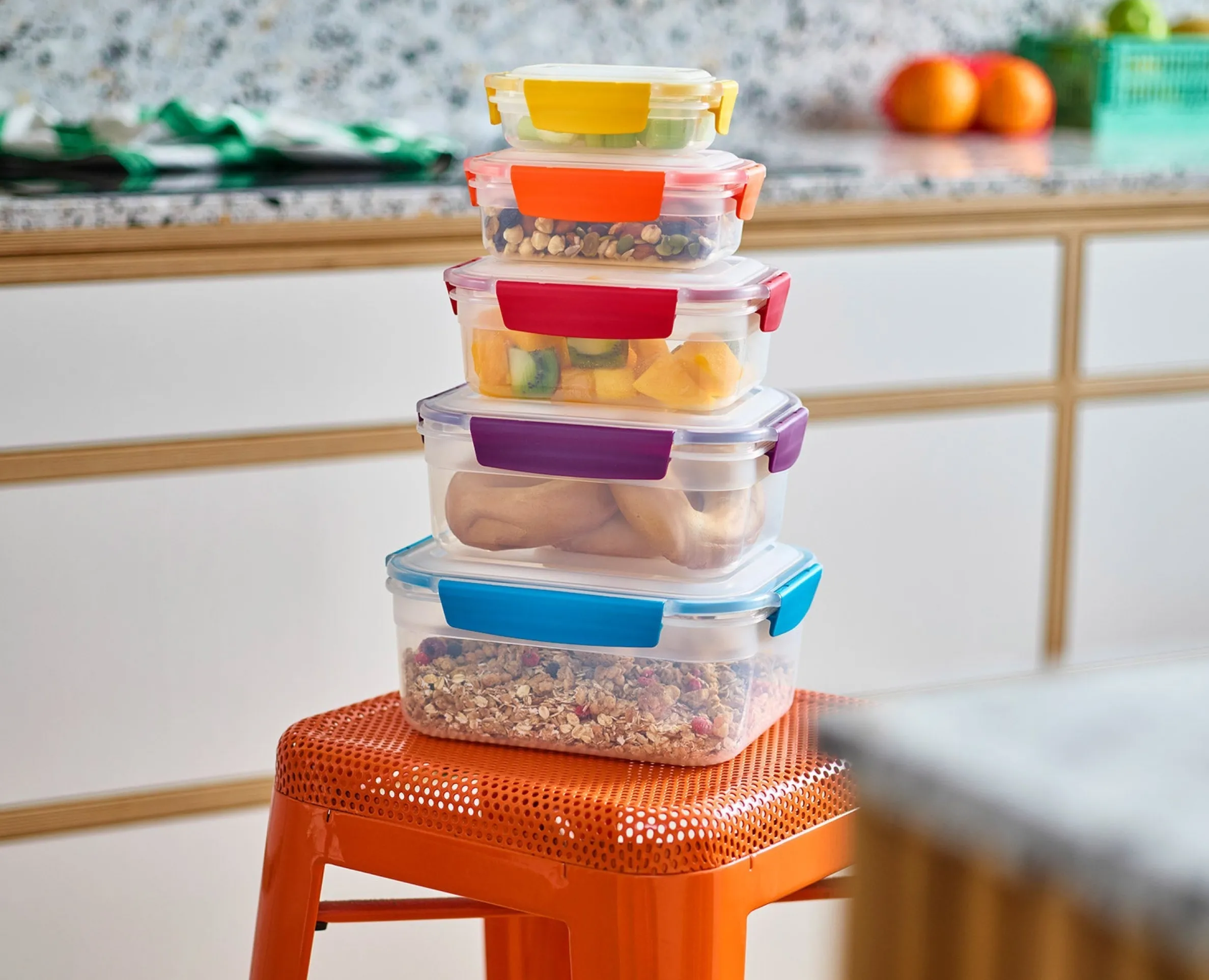 Lot de 5 Boîtes de Conservation Compactes Plastique Multicolore Nest™