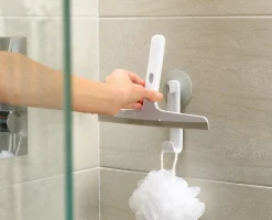 Lot de 2 Raclettes de Douche Grises Claires avec Crochet EasyStore™