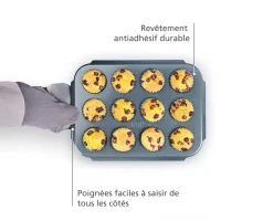 Moule à muffins antiadhésif bleu Nest™ Bake, pour 12 muffins