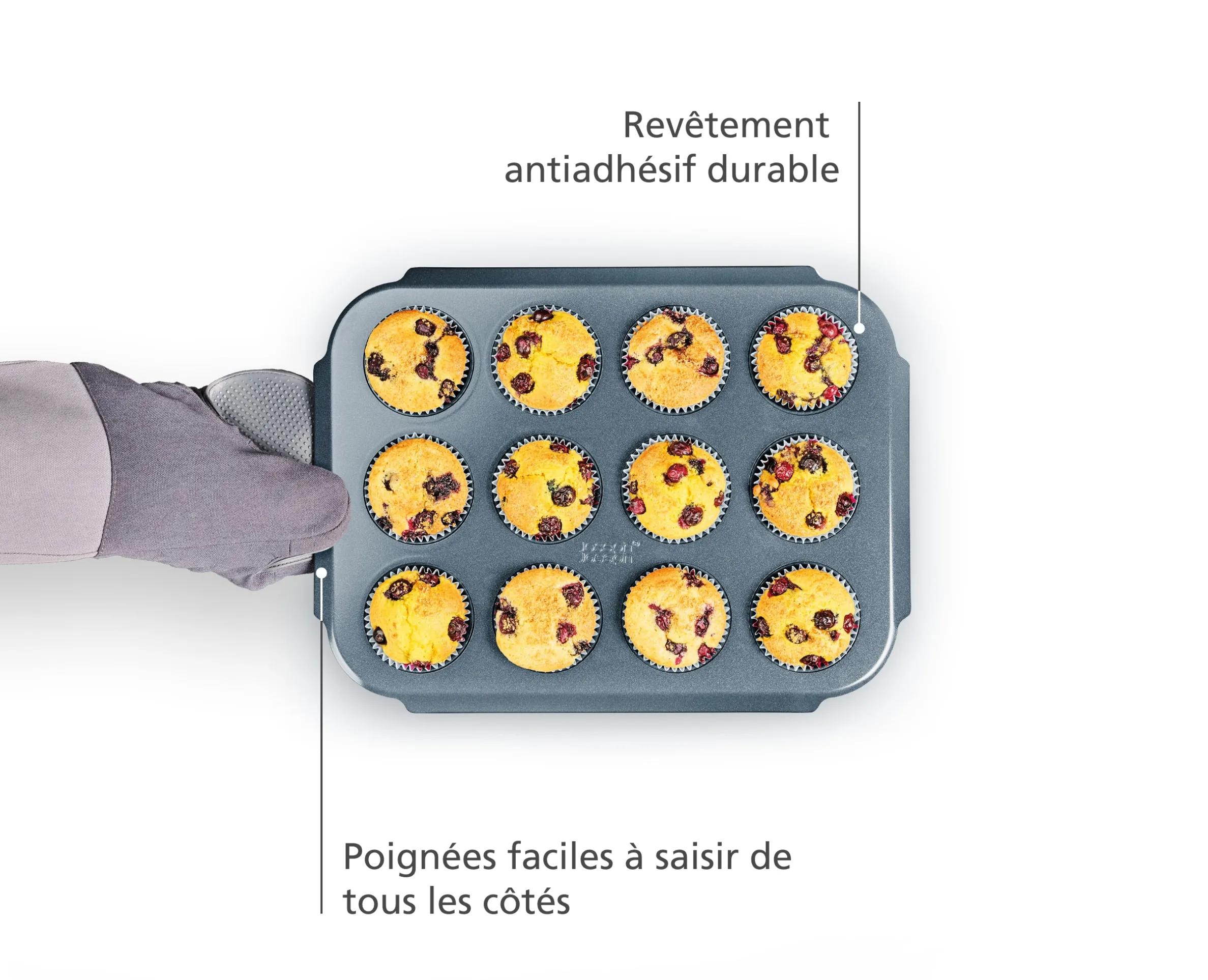 Moule à muffins antiadhésif bleu Nest™ Bake, pour 12 muffins