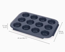 Moule à muffins antiadhésif bleu Nest™ Bake, pour 12 muffins