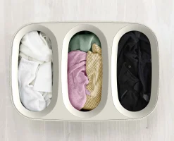 Panier à Linge 3 Compartiments Écru 90L Tota Trio
