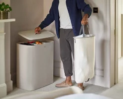 Panier à Linge 3 Compartiments Écru 90L Tota Trio