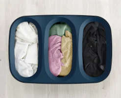 Panier à Linge 3 Compartiments Noir 90L Tota Trio