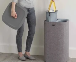 Panier à Linge Deux Compartiments 60L Tota Gris
