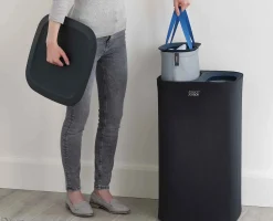 Panier à Linge Deux Compartiments 60L Tota Noir