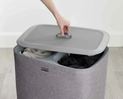 Panier à Linge Double Gris 90L Tota