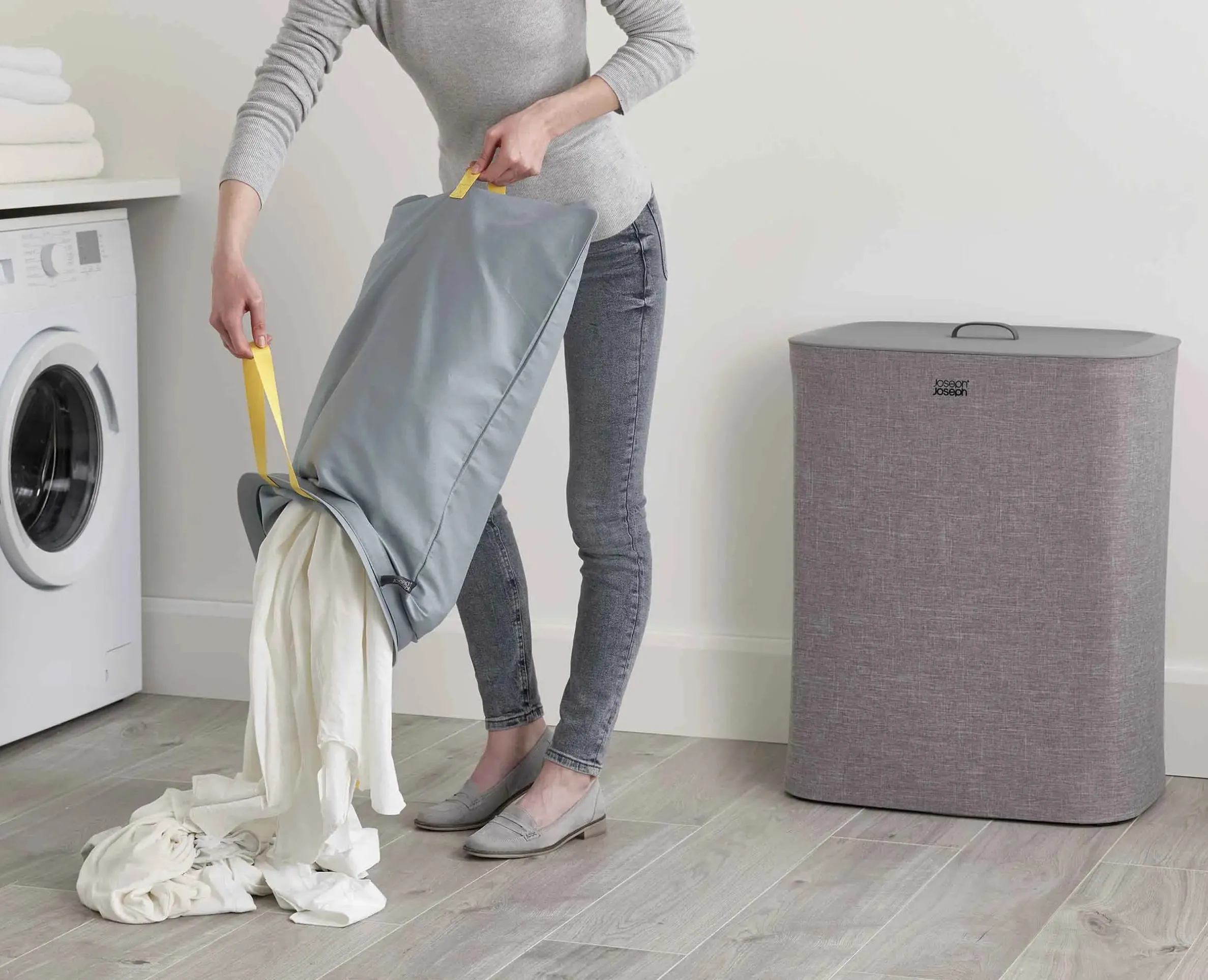 Panier à Linge Double Gris 90L Tota