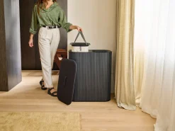 Panier à Linge Double Luxe Bambou Noir 90L Tota Twin Luxe