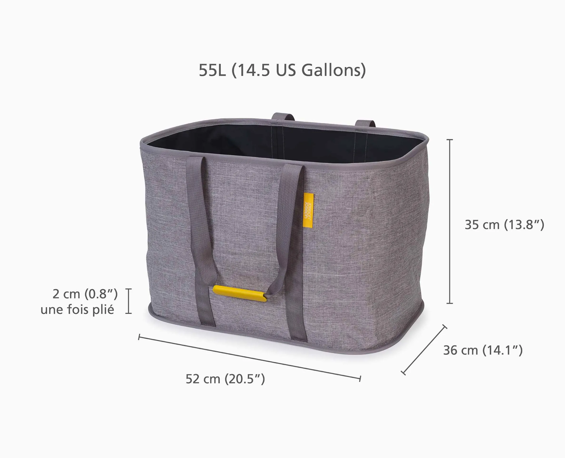 Panier à Linge Pliable 55L Gris Hold-All™ Max