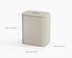 Panier à Linge Triple Luxe Bambou Écru 90L Tota Trio Luxe