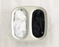 Panier Linge Double Compartiment 60L Tota Écru
