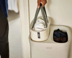 Panier Linge Double Compartiment 60L Tota Écru