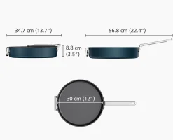 Poêle à frire Space antiadhésive en céramique 30 cm bleue poignée pliante