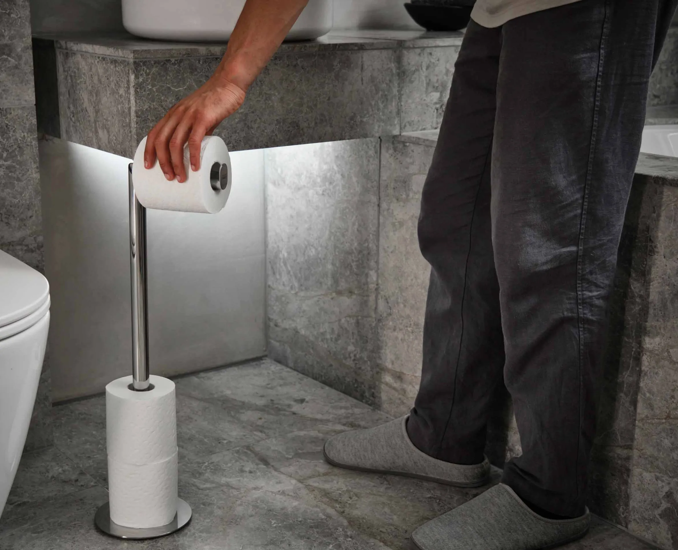 Porte Papier Toilette Inox 2 en 1 EasyStore™ Luxe