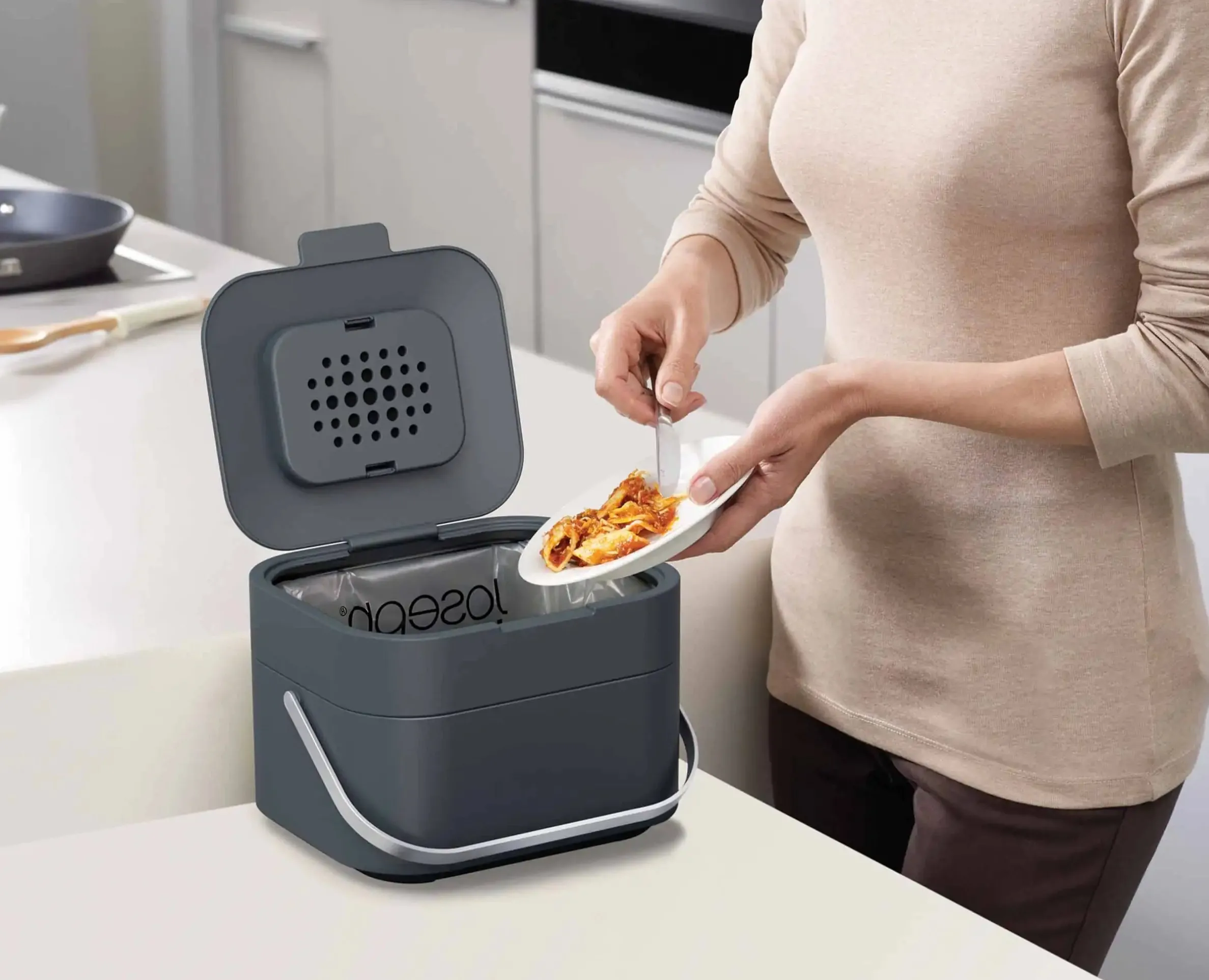 Poubelle Compost Anti Odeur Cuisine Gris Stack