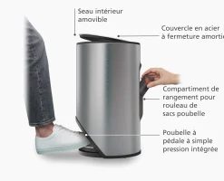 Poubelle 10l Inox Arc™ Easy-Push
