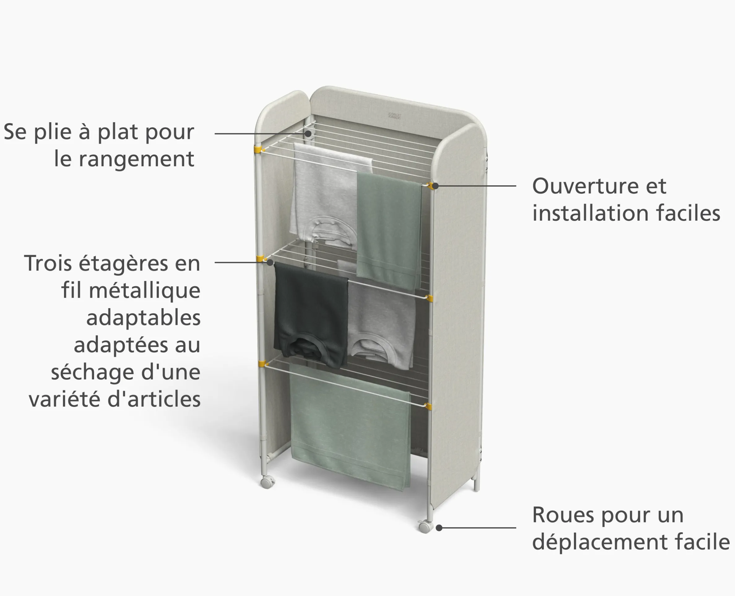 Séchoir à linge à 3 niveaux avec panneaux Eclipse™