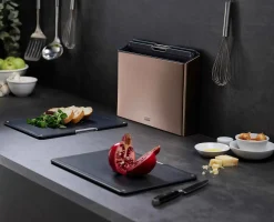 Set de 4 Planches à Découper avec Étui en Inox Or Rose Folio™