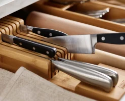 Set De 2 Pièces Drawerstore™ : Organisateur De Couverts Et De Couteaux En Bambou