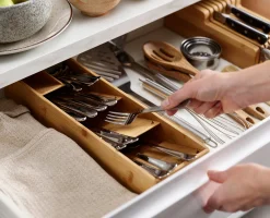 Set De 2 Pièces Drawerstore™ : Organisateur De Couverts Et De Couteaux En Bambou