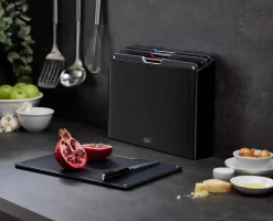 Set de 4 Planches à Découper avec Étui Inox Noir Folio™
