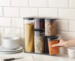 Set de 5 pots de Rangement avec Support en Gris Podium™
