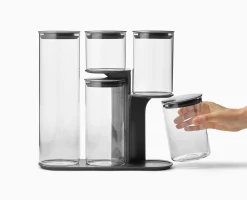 Set de 5 pots de Rangement avec Support en Inox Podium™