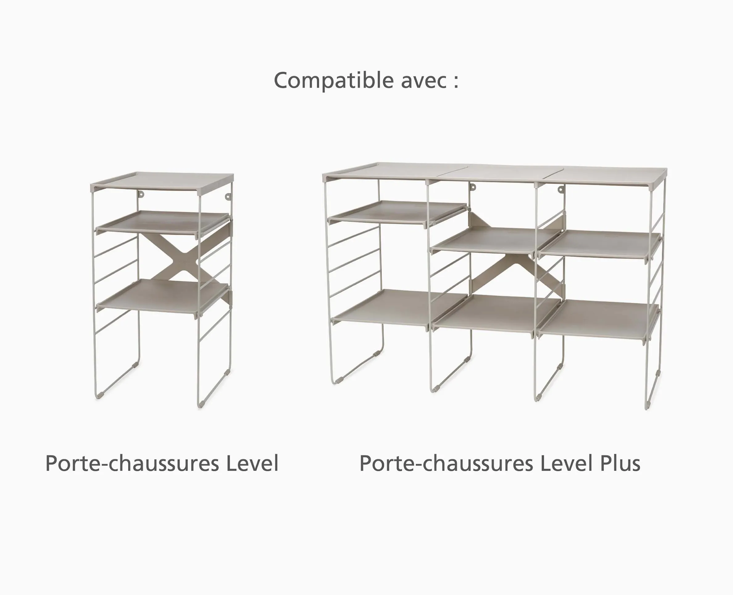 Set de 2 Étagères Range-chaussures Réglables Écrues Level™