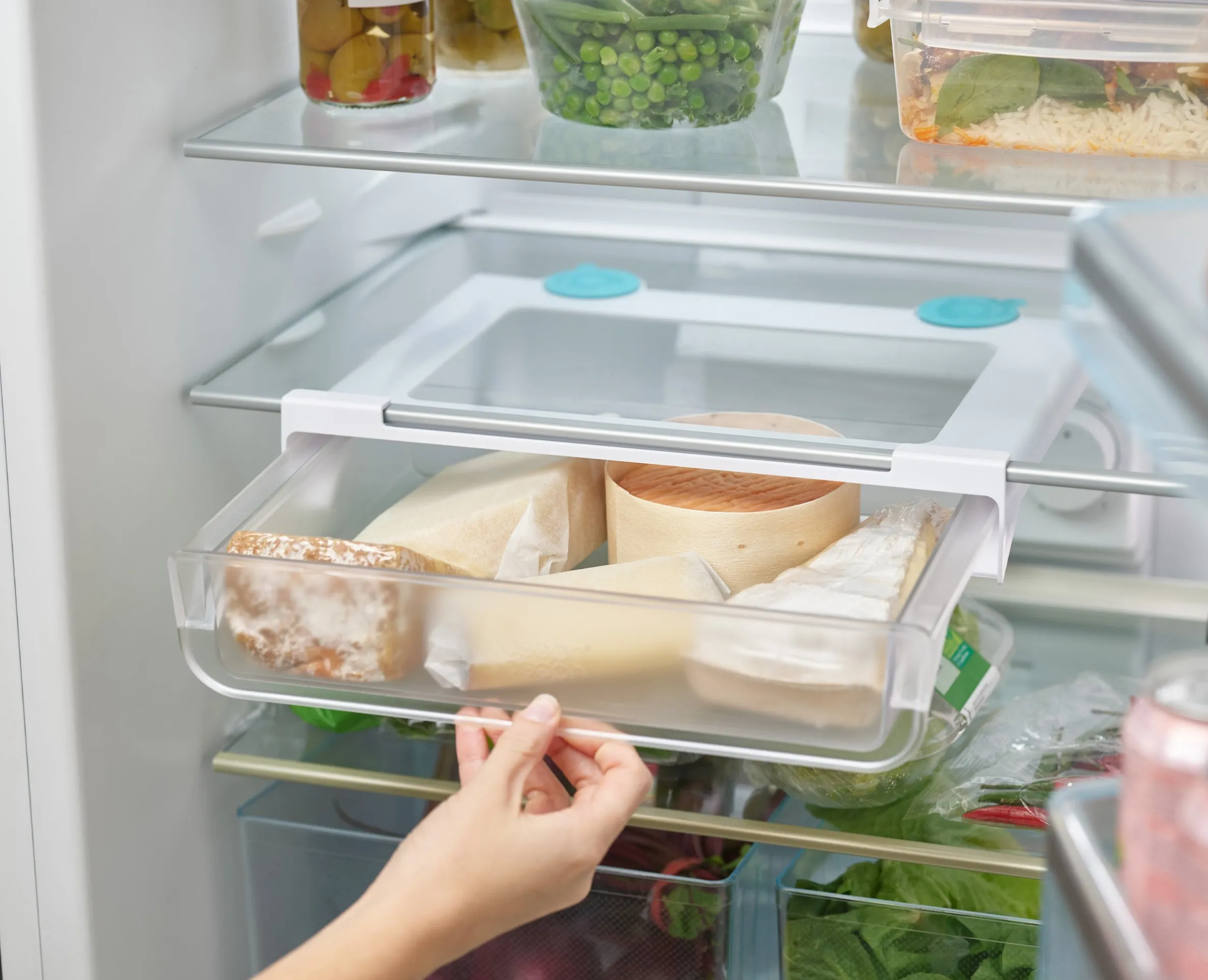 Set De 2 Tiroirs Sous-Étagère Transparents Et Bac De Rangement Fridgestore™